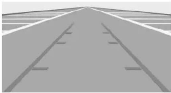 Grayscale illustration of a road with parallel tracks and lane markings (no text or symbols)