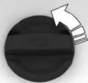 Black circular object with a white arrow pointing diagonally upward, no text or symbols present.