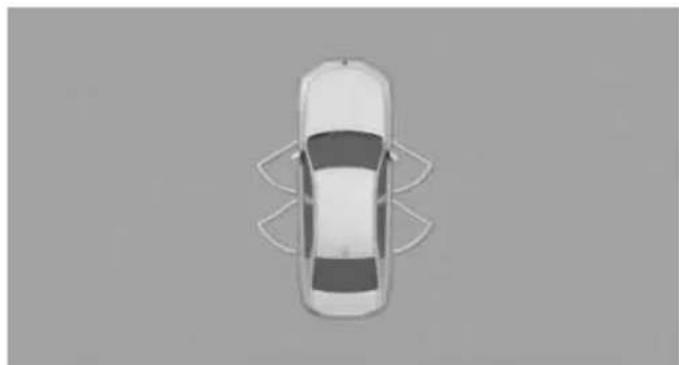 Top-down view of a car with visible steering wheel and side stripes (no text or symbols)