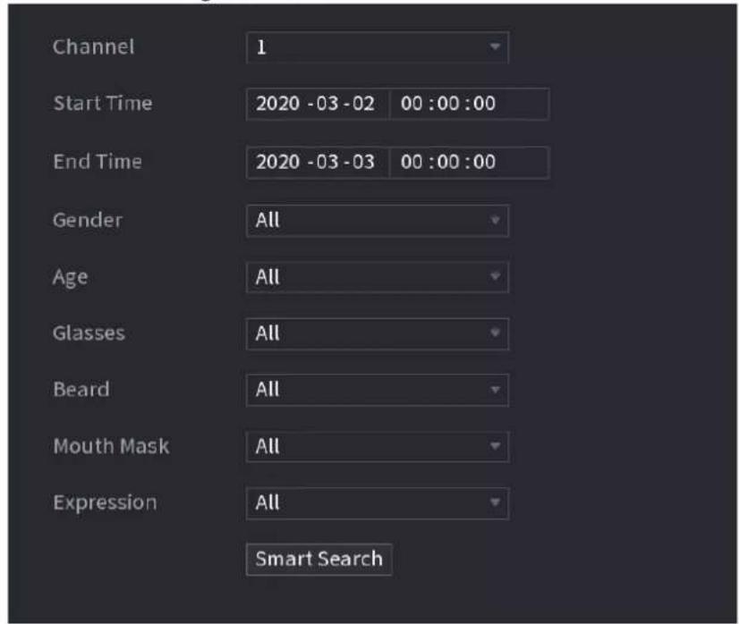 Channel 1 Start Time 2020 -03 -02 00 :00 :00 End Time 2020 -03 -03 00 :00 :00 Gender All Age All Glasses All Beard All Mouth Mask All Expression All Smart Search