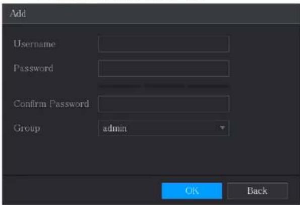 Add Username Password Confirm Password Group admin OK Back