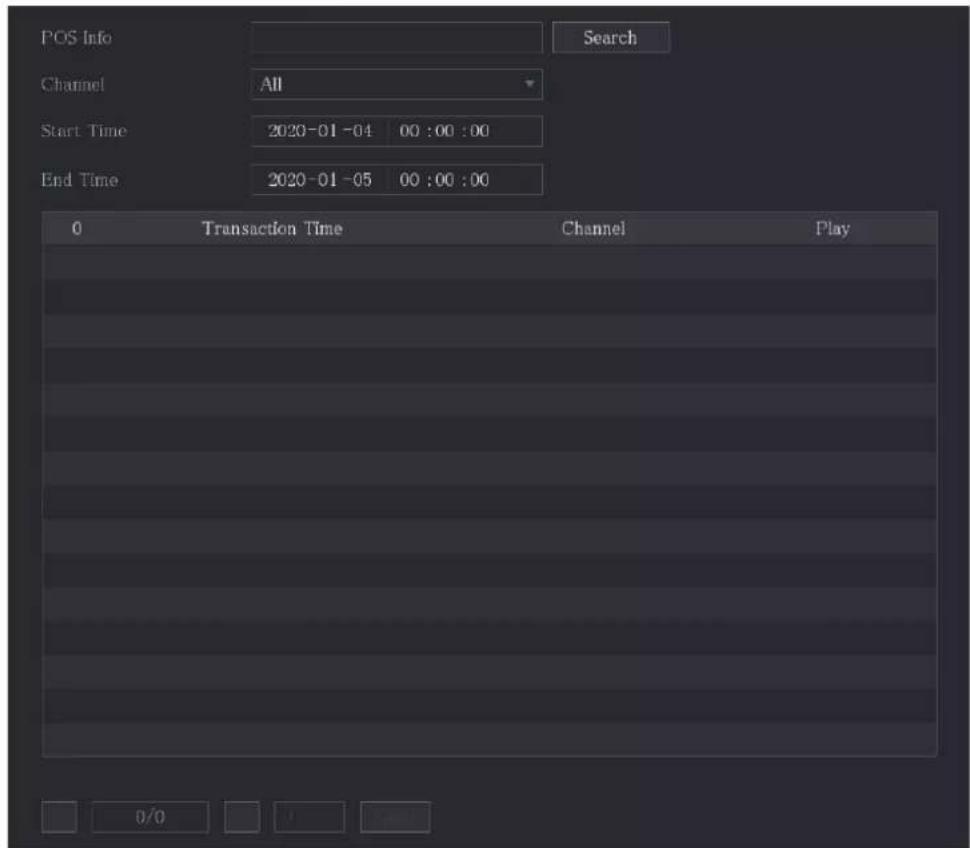 POS Info Search Channel All Start Time 2020-01-04 00:00:00 End Time 2020-01-05 00:00:00 Transaction Time Channel Play 0/0