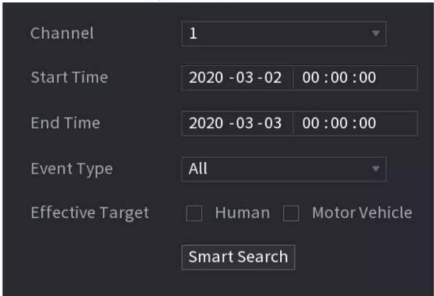 Channel 1 Start Time 2020 -03 -02 00:00:00 End Time 2020 -03 -03 00:00:00 Event Type All Effective Target Human Motor Vehicle Smart Search