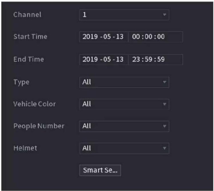 Channel 1 Start Time 2019 -05 -13 00:00:00 End Time 2019 -05 -13 23:59:59 Type All Vehicle Color All People Number All Helmet All Smart Se...