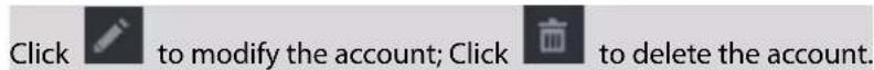 Click to modify the account; Click to delete the account.