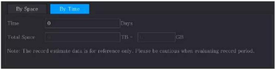 By Space By Time Time 0 Days Total Space TB = GB Note: The record estimate data is for reference only. Please be cautious when evaluating record period.