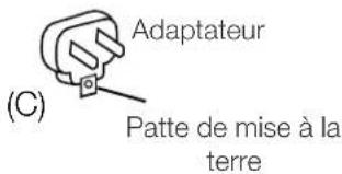 Adaptateur (C) Patte de mise à la terre