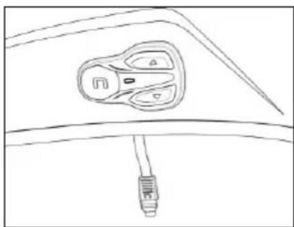 Simple line drawing of a car interior with a connector and handle (no text or symbols)