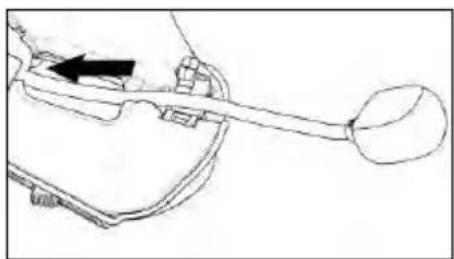 Line drawing of a mechanical component with an arrow indicating direction (no text or symbols)