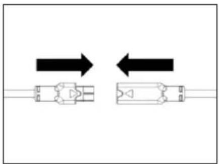 Diagram showing two connected electrical connectors with bidirectional arrows indicating direction (no text or symbols)