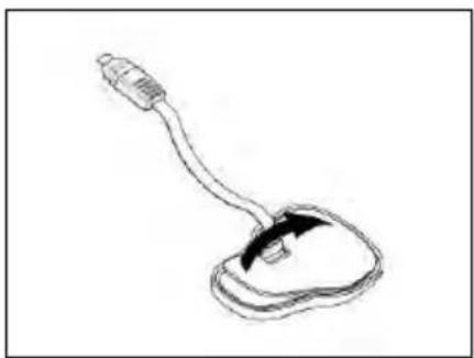 Line drawing of a handheld device with a curved handle and a small circular base (no text or symbols)