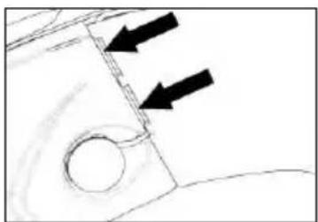Simple line drawing of a mechanical component with two black arrows pointing to features (no text or symbols)
