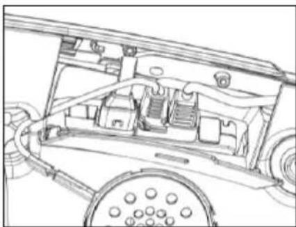 Technical line drawing of a vehicle interior showing structural components and dashboard (no text or labels)