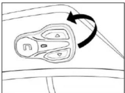 Diagram of a car interior showing a stylized door and seat with an arrow indicating rotation (no text or symbols)
