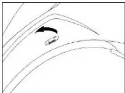 Abstract curved line diagram with a black arrow indicating direction (no text or symbols)