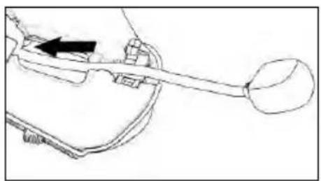 Line drawing of a mechanical component with an arrow indicating direction (no text or symbols)