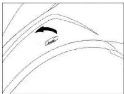 Abstract line drawing with curved lines and a black arrow indicating direction (no text or symbols)
