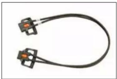 Coiled black cable with two orange connectors (no text or symbols visible)