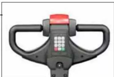 Close-up of a black balance scale with red handle and control knob (no text or symbols visible)