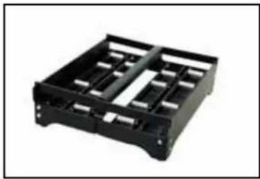 Black plastic mechanical component with internal slots and mounting holes (no text or symbols visible)