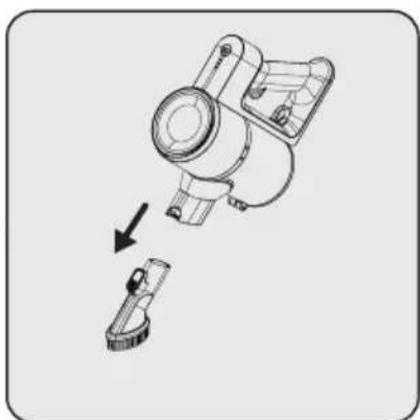 Diagram of a mechanical device with a downward arrow indicating a process or transformation (no text or symbols present)