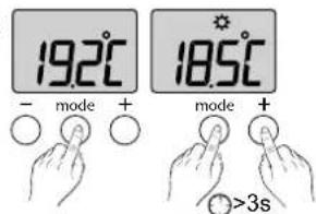 19.2°C - mode + 18.5°C mode + >3s