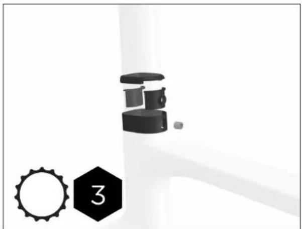 Diagram showing a gear and a mechanical component with number 3, no readable text or symbols present