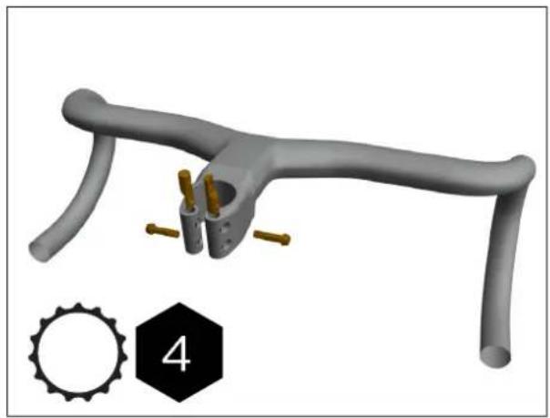 3D rendered mechanical component with a gear-like inset showing a numbered label '4' (no text or symbols on the main subject)