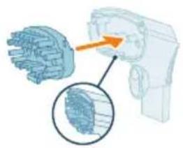 Diagram of a mechanical component with an inset close-up showing internal detail (no text or symbols).