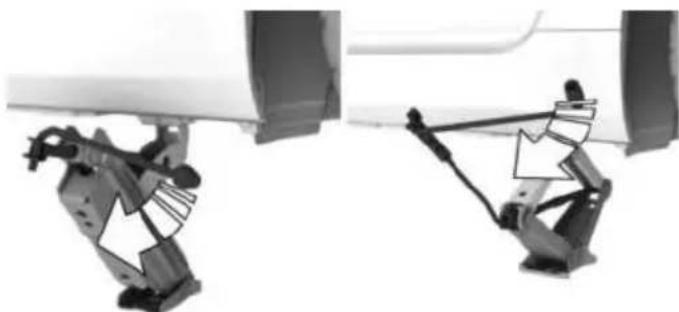 Two mechanical arms with attached components, one showing a hand gesture and the other holding a paper airplane (no text or symbols visible)