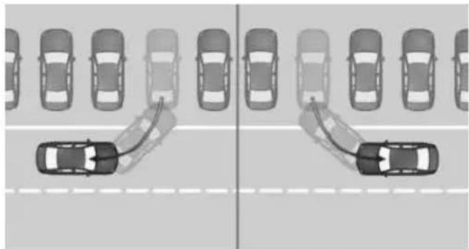 Top-down view of a road with multiple cars and two curved lanes, no text or symbols present