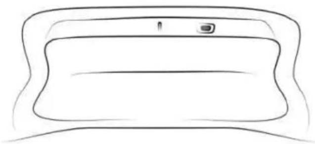 Simple line drawing of a rectangular object with a small square on top and a curved base (no text or symbols)