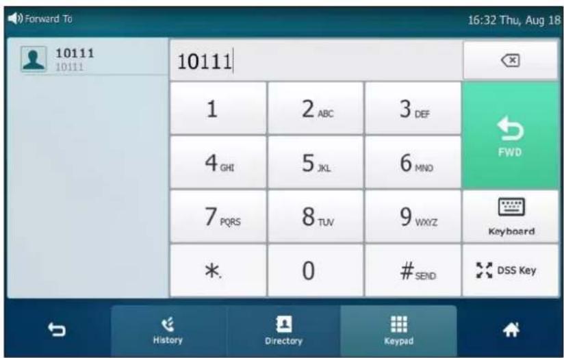 Forward To 16:32 Thu, Aug 18 10111 10111 10111| 2 ABC 3 DEF 4 GHI 5 JKL 6 MND 7 PQRS 8 TUV 9WXYZ * . 0 #SEND FWD Keyboard DSS Key History Directory Keypad