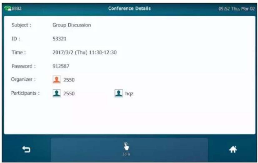 8882 Conference Details 09:52 Thu, Mar 02 Subject : Group Discussion ID : 53321 Time : 2017/3/2 (Thu) 11:30-12:30 Password : 912587 Organizer : 2550 Participants : 2550 hqz