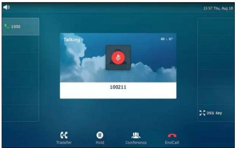1000 Talking 00 : 07 100211 Transfer Hold Conference EndCall 15 57 Thu, Aug 18 DSS Key