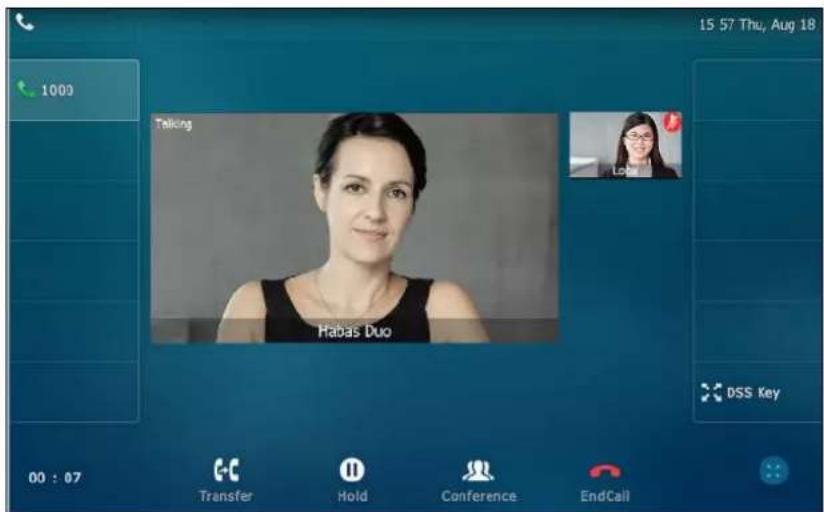 15 57 Thu, Aug 18 1000 Talking Habas Duo DSS Key 00 : 07 Transfer Hold Conference EndCall