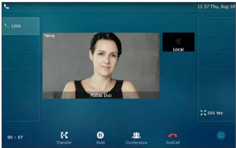 15:57 Thu, Aug 18 1000 Talking Local Habas Duo DSS Key 00 : 07 Transfer Hold Conference EndCall