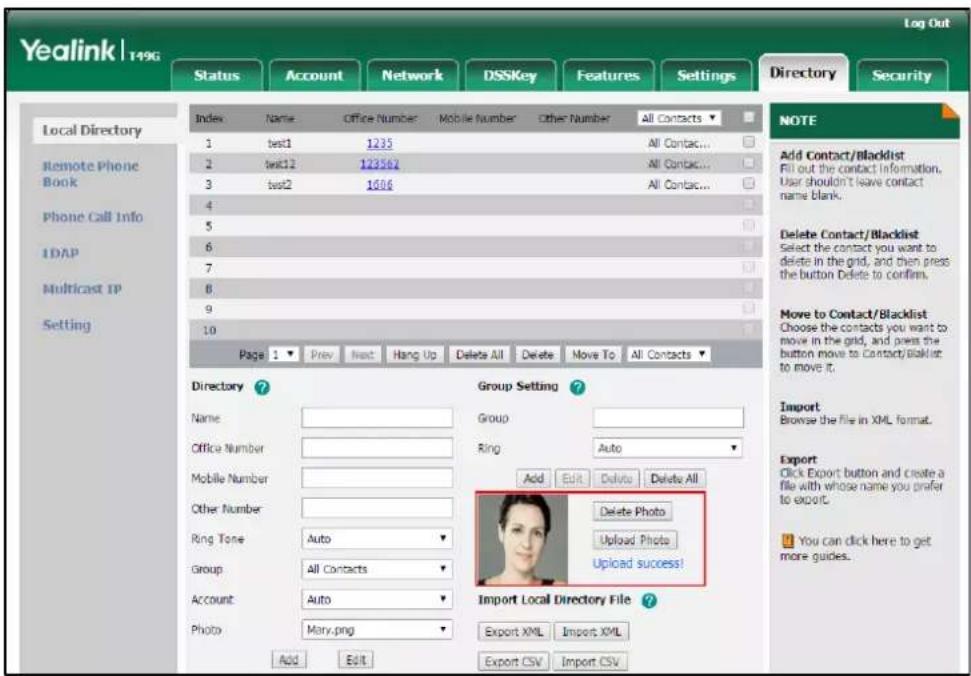 Yealink | 149G Log Out Status Account Network DSSKey Features Settings Directory Security Index Name Office Number Mobile Number Other Number All Contacts 1 best1 1235 All Contact... 2 best12 123562 All Contact... 3 best2 1606 All Contact... 4 5 6 7 8 9 10 Page 1 Prev Next Hang Up Delete All Delete…