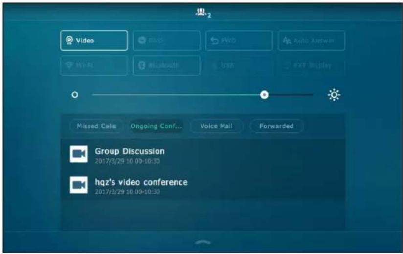 Video Wire FVCD Auto Answer WiFi Bluetooth USA FXT Display Missed Calls Ongoing Conf... Voice Mail Forwarded Group Discussion 2017/3/29 10:00-10:30 hqz's video conference 2017/3/29 10:00-10:30
