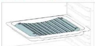 Diagram av en rektangulær ventilasjonsrist med horisontale lameller (ingen tekst eller symboler)