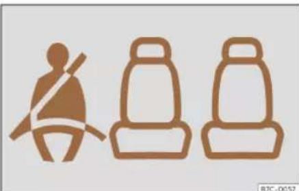 Silhouette of a person wearing a seatbelt with two seats, no text or symbols present