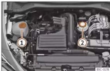 Interior view of a car engine bay with numbered components (no visible text or symbols)