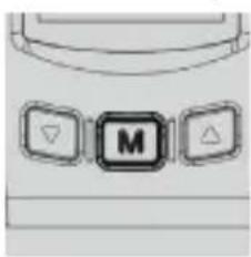 Close-up of a computer control panel with three buttons labeled M (no text or symbols beyond the label)