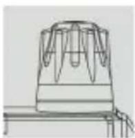 Line drawing of a cylindrical mechanical component with internal fins, mounted on a base (no text or symbols)