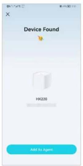 Device Found HX220 Add As Agent