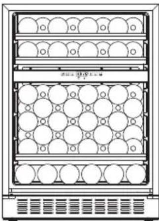 Line drawing of a multi-tiered refrigerator with circular compartments and ventilation grilles (no text or symbols)
