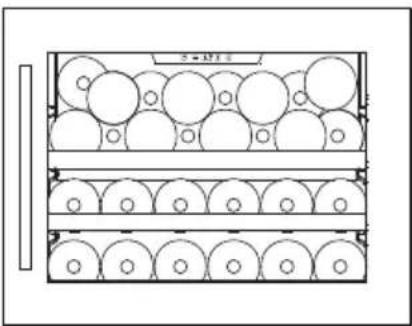 Diagram of a multi-tiered storage unit with circular components and a central scale (no text or symbols)