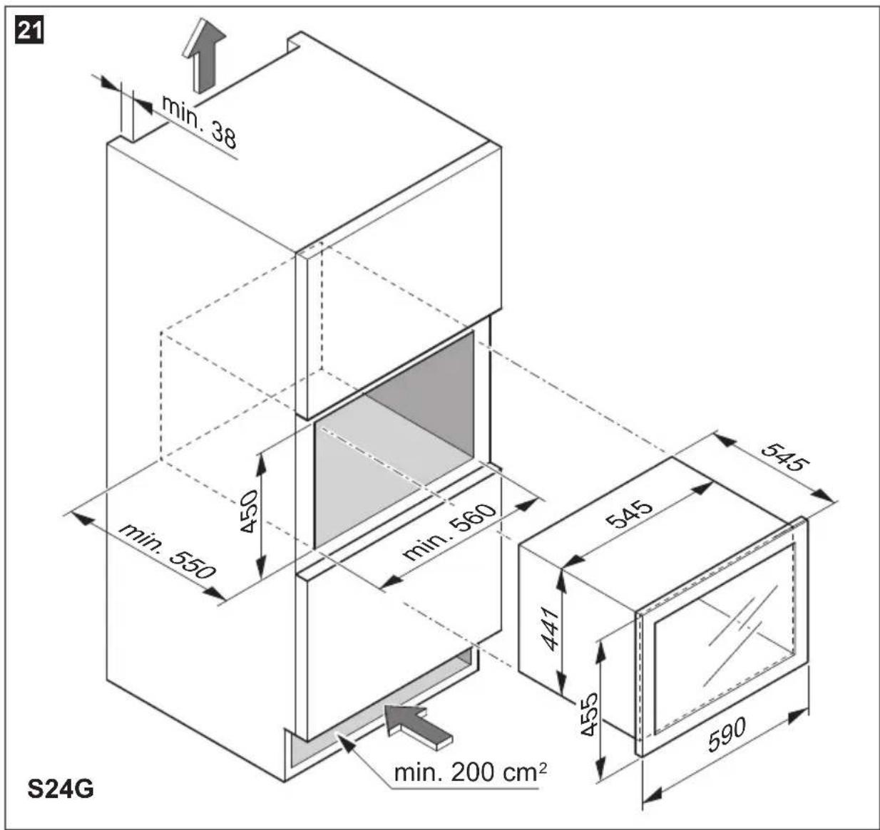 21 min. 38 min. 550 450 min. 560 441 455 590 min. 200 cm² S24G