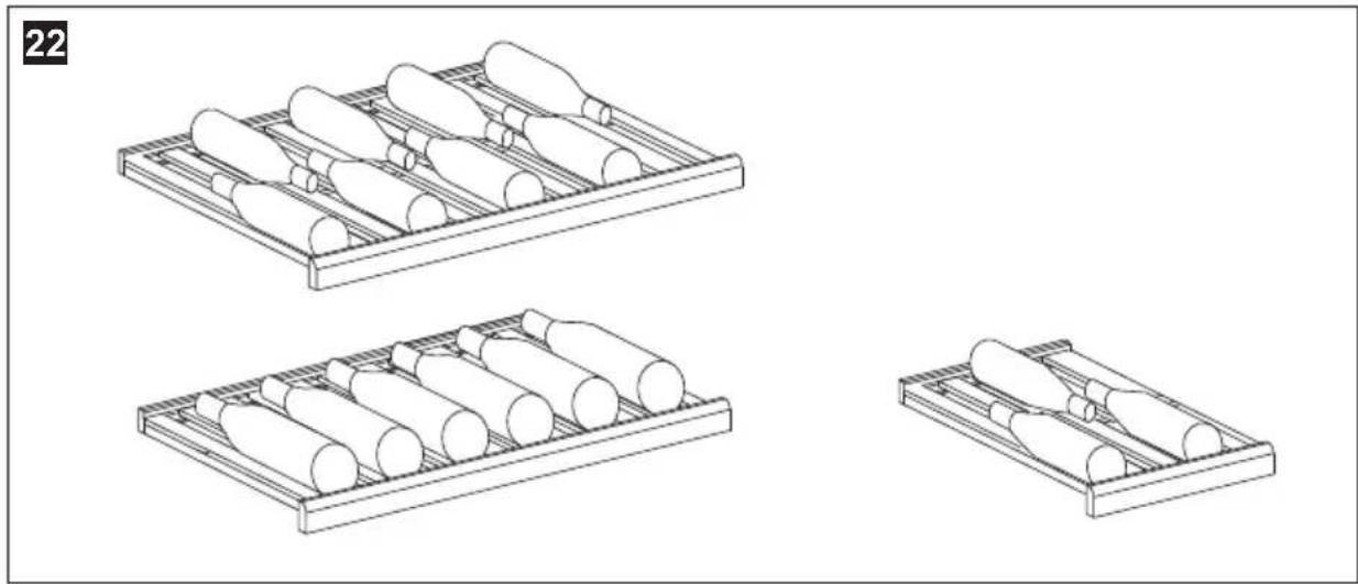 Three technical line drawings of cylindrical objects arranged on a grid-like platform, no text or symbols present.