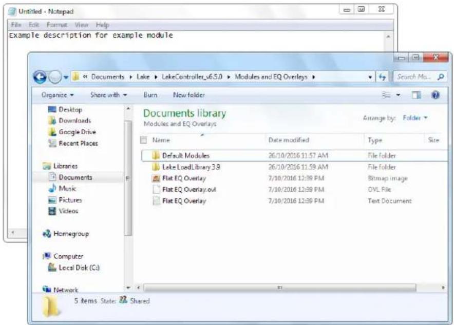 Untitled - Notepad File Edit Format View Help Example description for example module Organize Share with Burn New folder Desktop Downloads Google Drive Recent Places Libraries Documents Music Pictures Videos Homegroup Computer Local Disk (C:) Network 5 items States Shared Documents library Modules a…